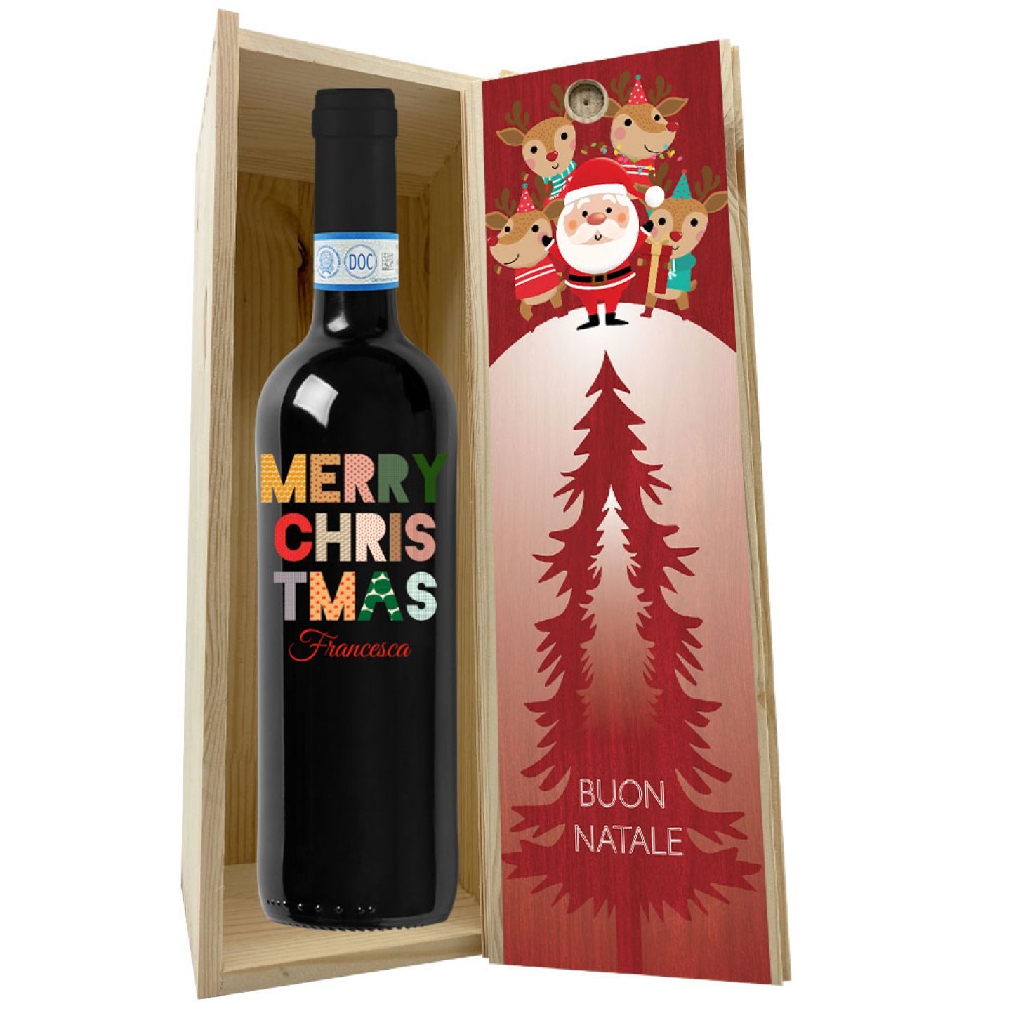 Rosso di Montalcino con cassetta personalizzata - Vino da regalare a Natale per auguri originali - 4