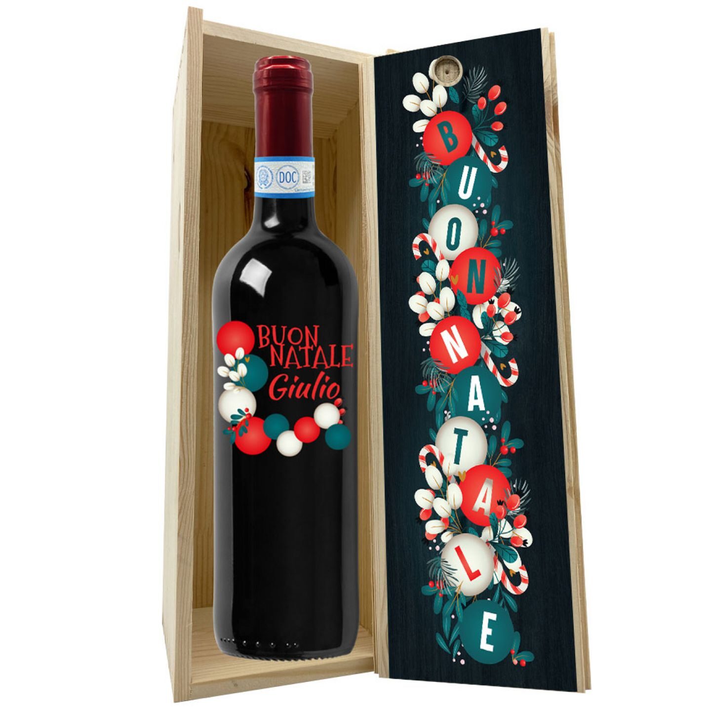 Montepulciano d'Abruzzo con cassetta personalizzata - Vino da regalare a Natale per auguri originali - 4