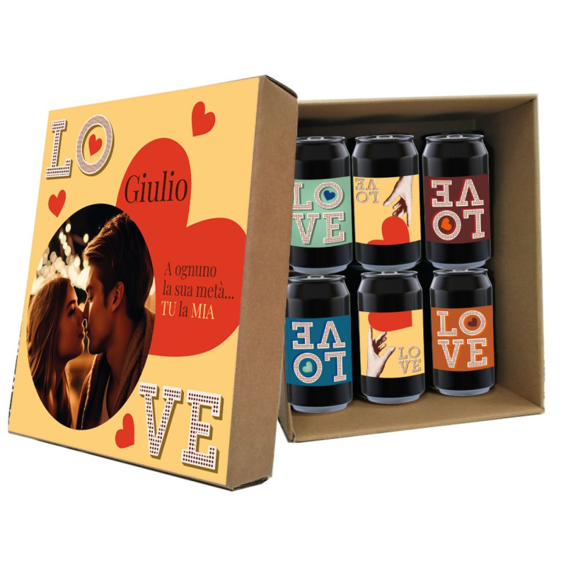 PILSNER - 6 lattine 0.33L. con scatola personalizzata per SAN VALENTINO - VINTAGE LOVE