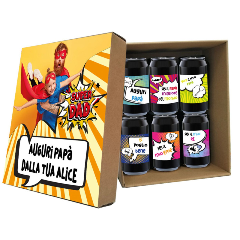 AMBER ALE - 6 lattine 0.33L. con scatola personalizzata per FESTA DEL PAPA' - POP ART