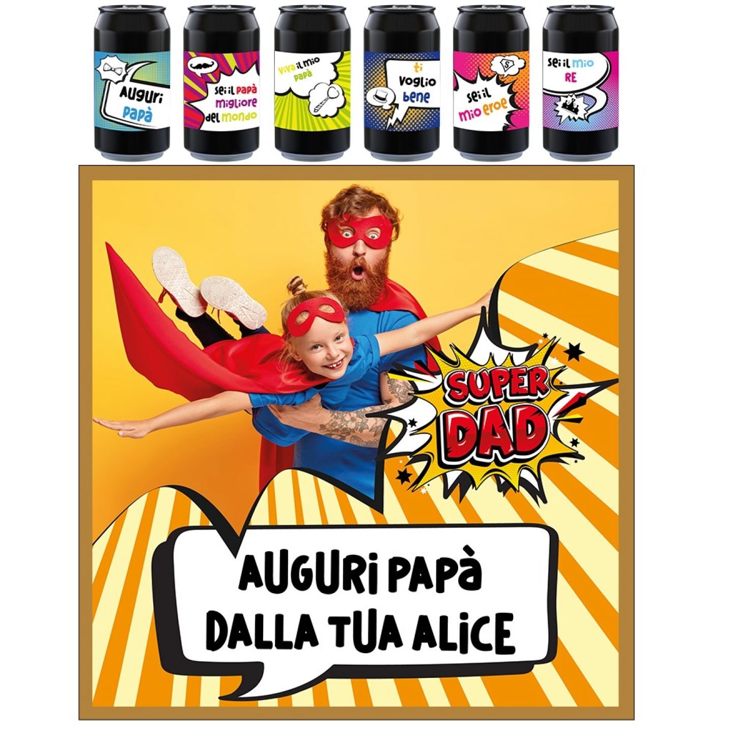 AMBER ALE - 6 lattine 0.33L. con scatola personalizzata per FESTA DEL PAPA' - POP ART - 1