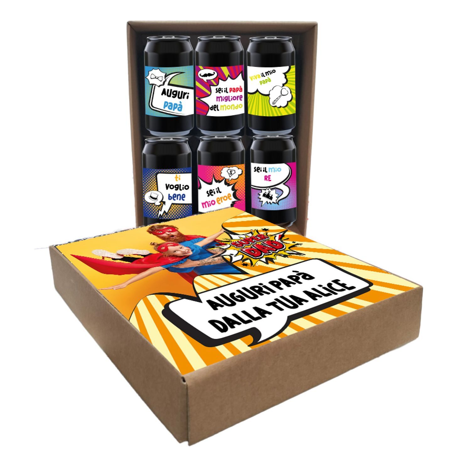 AMBER ALE - 6 lattine 0.33L. con scatola personalizzata per FESTA DEL PAPA' - POP ART - 2