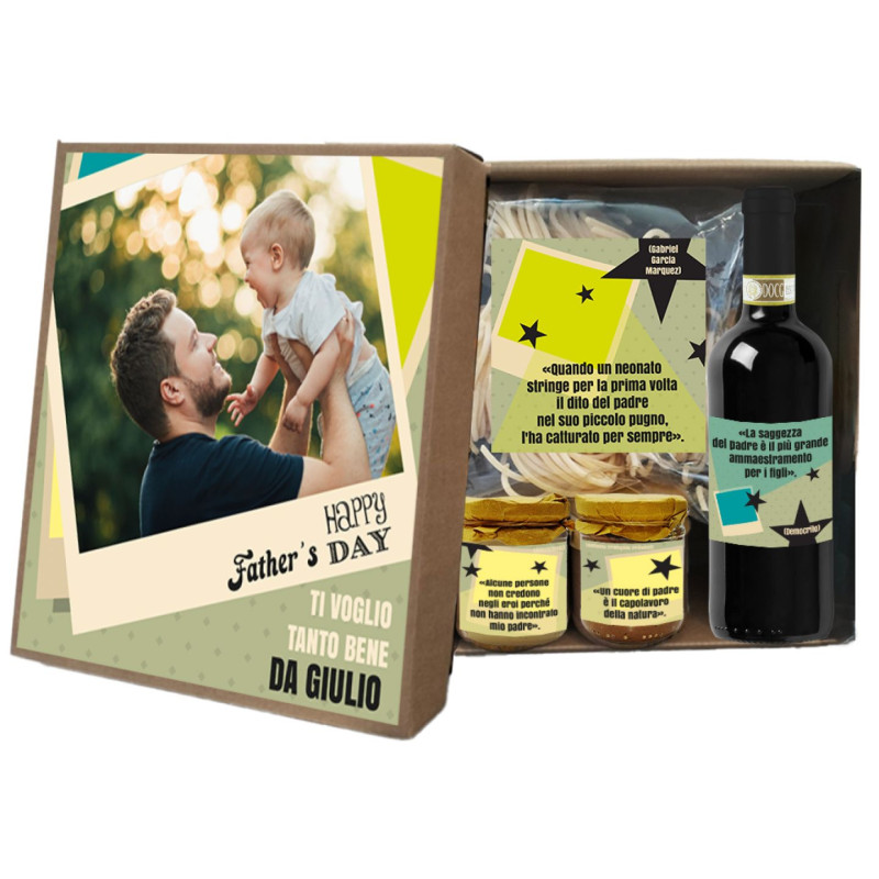 Dad Dinner Box - Chianti DOCG, Pasta, Cacio e Pepe e Crostino Toscano con scatola personalizzata per FESTA DEL PAPA'