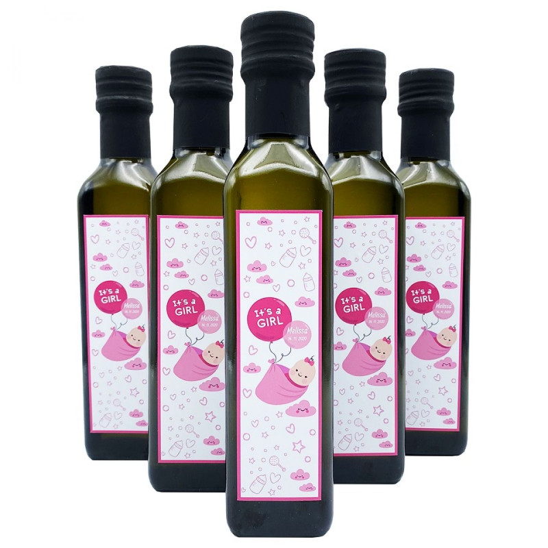 48 bottiglie piccole 0.25 lt. - Olio EVO - Bomboniere personalizzate nascita, battesimo, baby shower