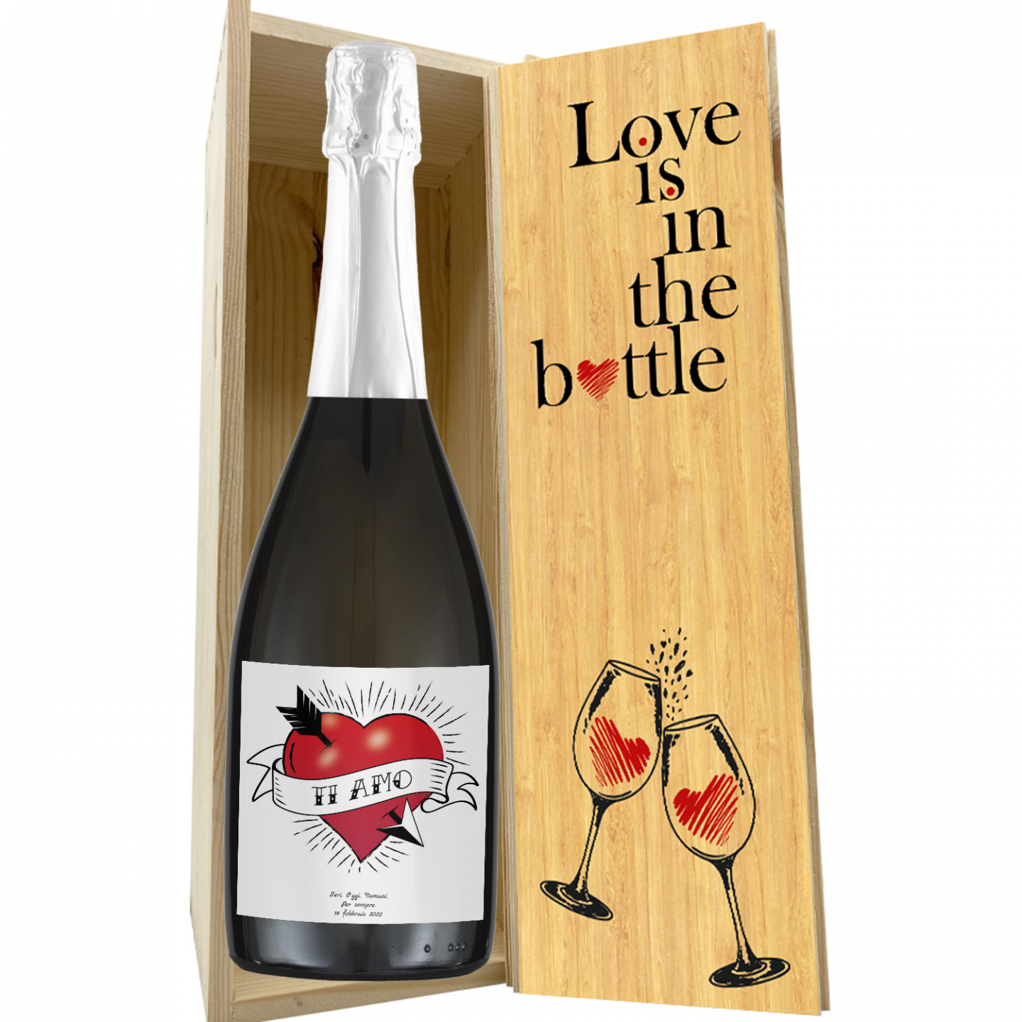 Bottiglia di Prosecco personalizzato per San Valentino - 1