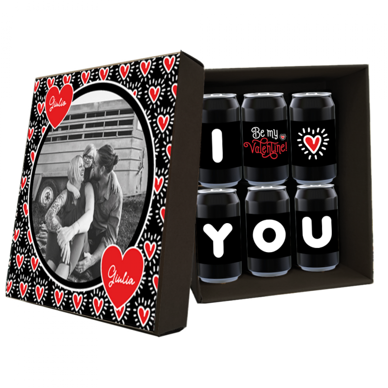LAGER 6 lattine 0.33L. con scatola personalizzata per SAN VALENTINO LOVE YOU