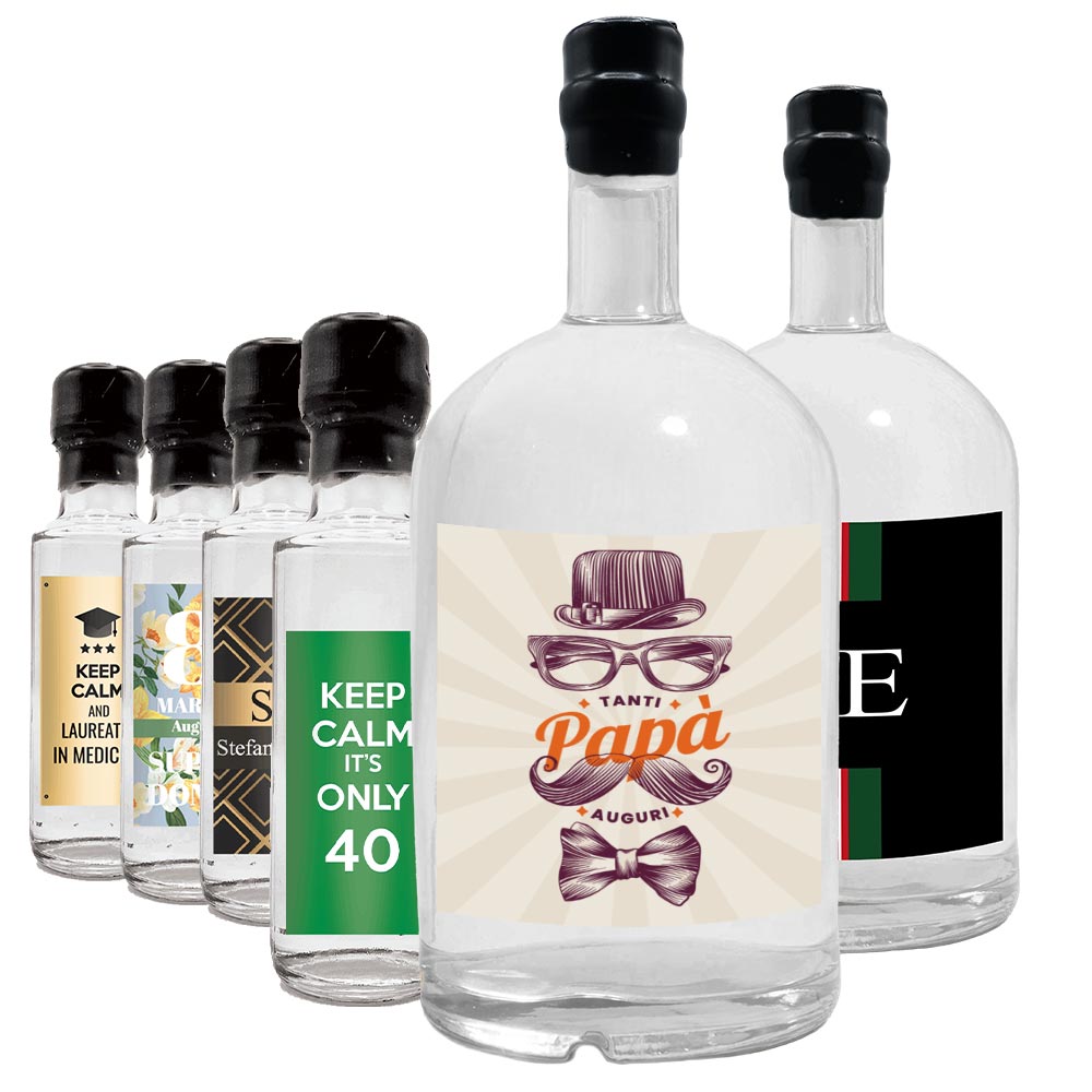 Bottiglie di gin personalizzato