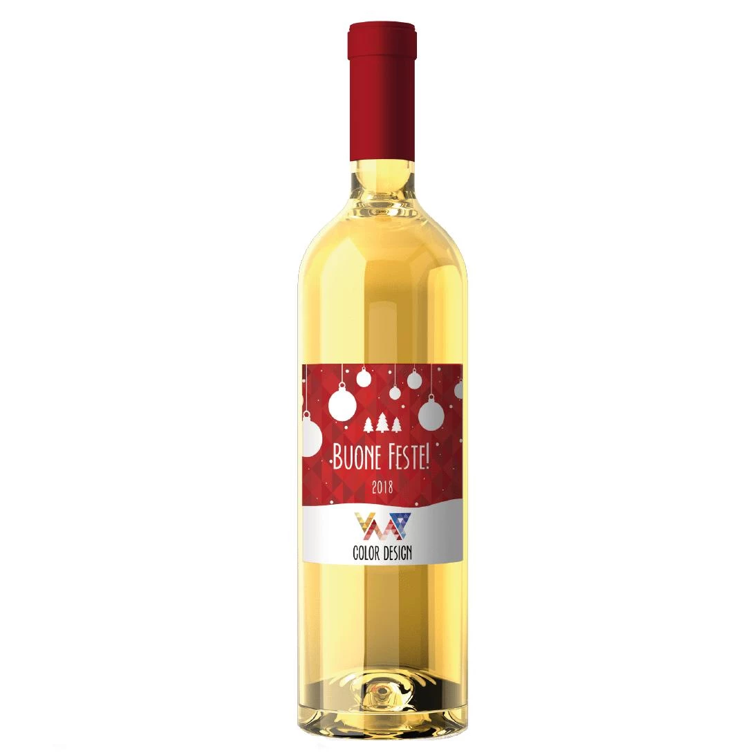 Bottiglia di vino bianco con etichetta Color Design